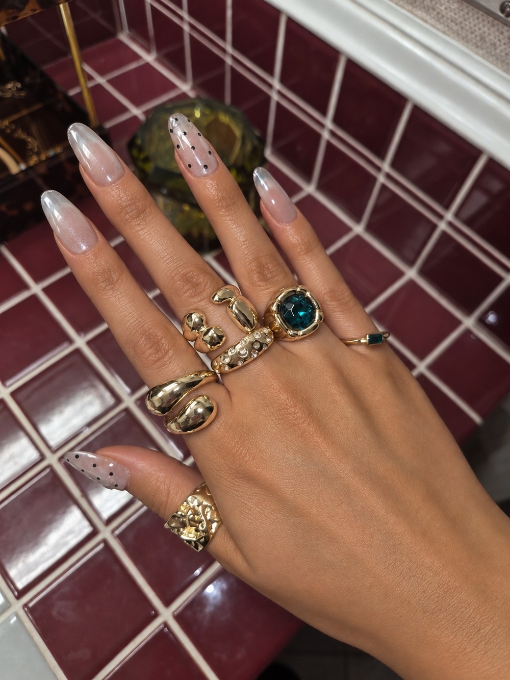 6-Piece Gold Tone Statement Ring Lot Size 7